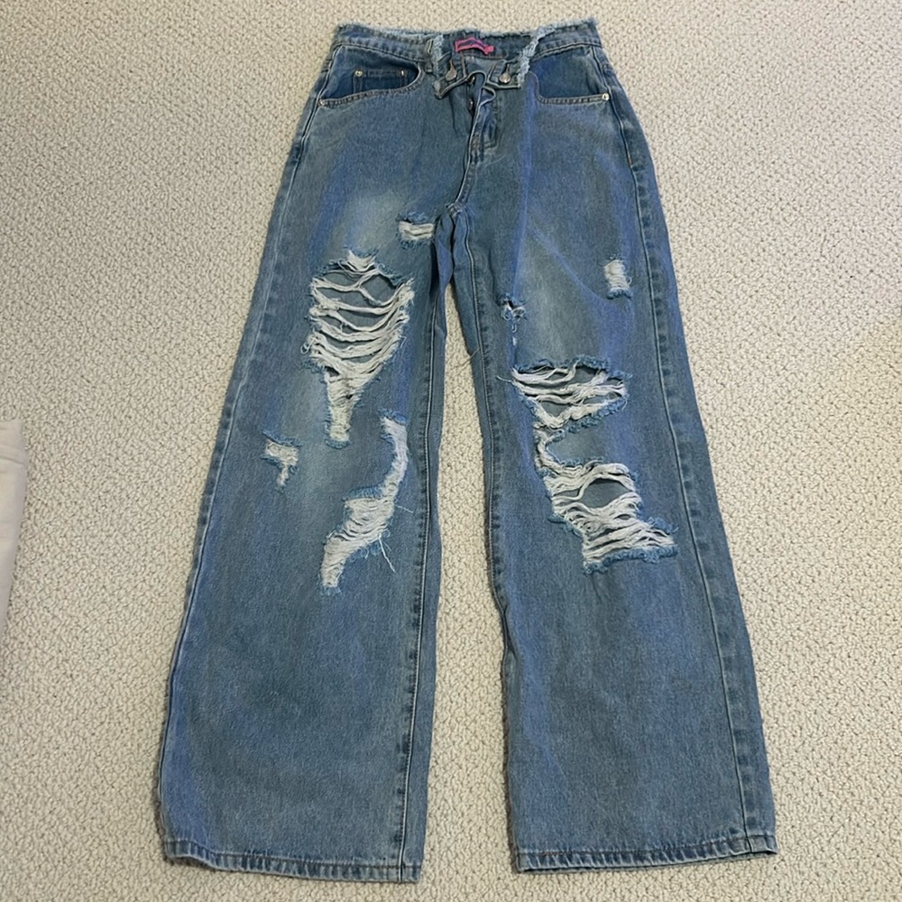 Edikted folded waist wide legged jeans